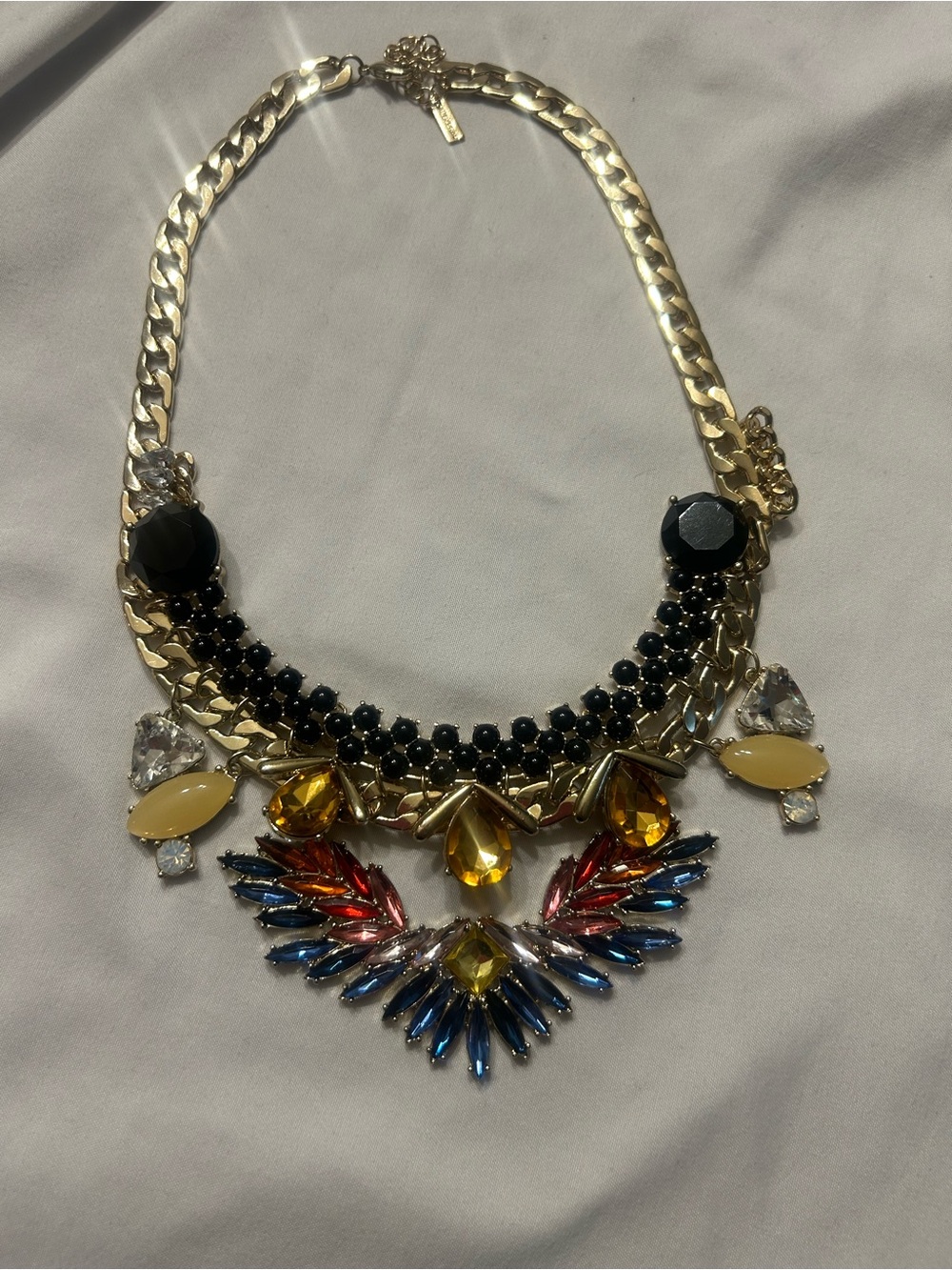 BaubleBar Gold-Tone Necklace with Black, Yellow, Red & Blue Stones